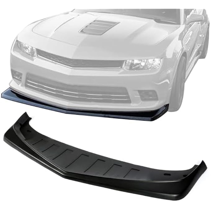 HECASA Front Bumper Lip Compatible with 2014-2015 Chevy Camaro SS/Z28 Under Chin Spoiler Splitter PP Plastic Unpainted Black - Image 1