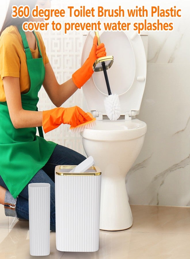 Viowil Bathroom Accessories Set,9 Piece White Bathroom Sets Complete with Toothbrush Holder, Trash Can, Lotion Soap Dispenser, Toothbrush Cup, Vanity Tray, Soap Dish, Toilet Brush, Qtip Holder for New Home - Image 4