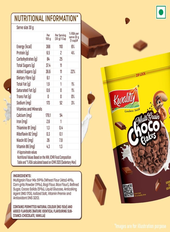 Kwality Choco Flakes 375g | Made with Whole Wheat | Zero% Maida, Source of Protein | Fibre, Richness of Chocolate - Image 3