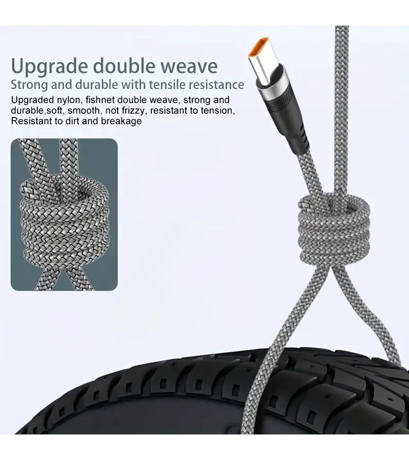 كابل شحن فائق السرعة من النوع C، 5 أمتار، 66 واط، 6 أمبير، مع نقل بيانات USB - Image 5