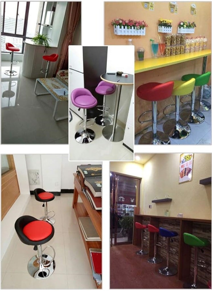 Generic Round Bar Chair, Bar Stool with Back Rest Height Adjustable Swivel Pub  - Image 2
