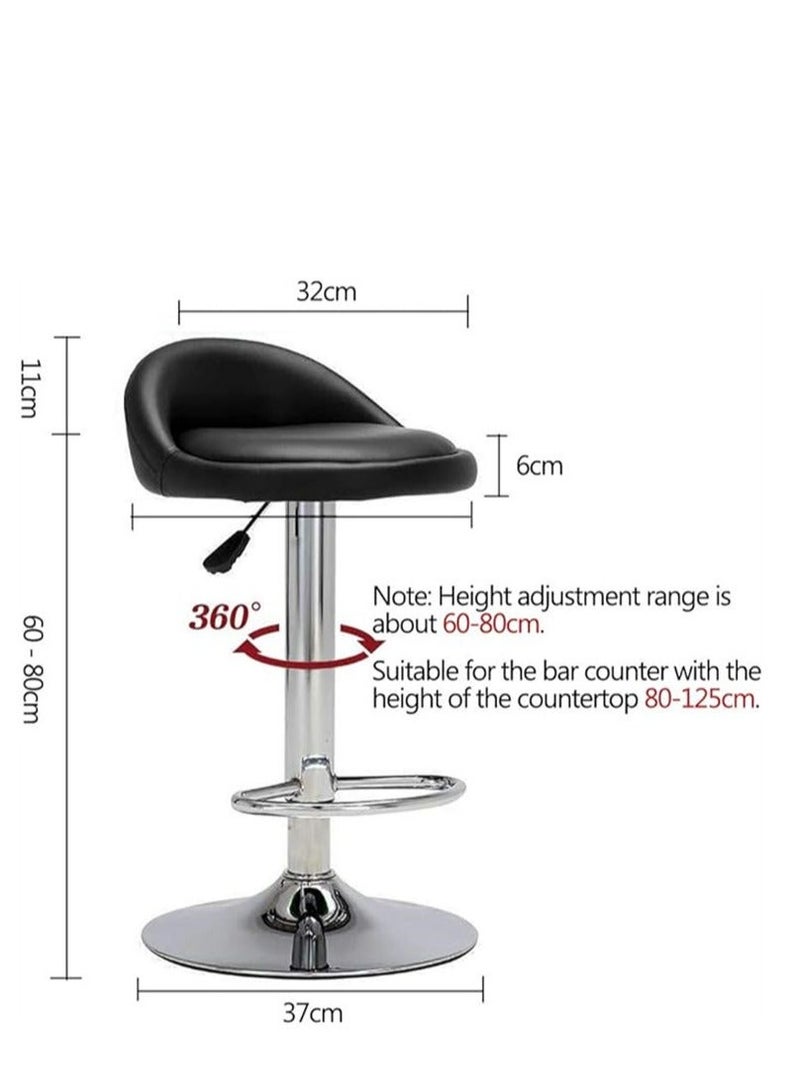Round Bar Chair, Bar Stool with Back Rest Height Adjustable Swivel Pub - Image 4
