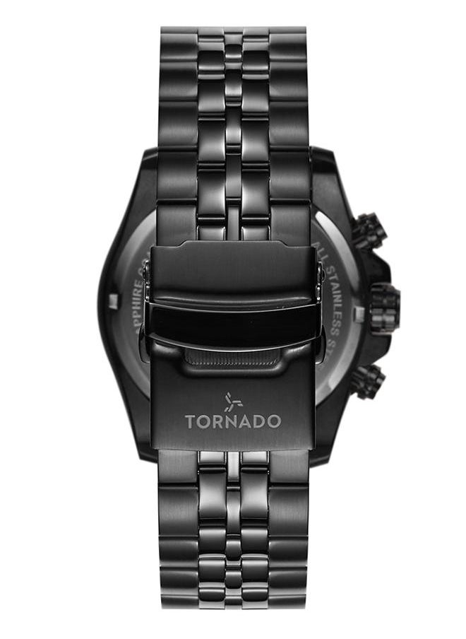 TORNADO - Tornado CELESTIA CHRONO Men's Japan Quartz Movement Watch, Chronograph Display and Solid Stainless Steel Strap - T3149B-BBBJ, Black - Image 1