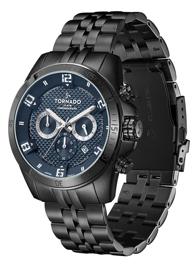 TORNADO - Tornado CELESTIA CHRONO Men's Japan Quartz Movement Watch, Chronograph Display and Solid Stainless Steel Strap - T3149B-BBBJ, Black - Image 1