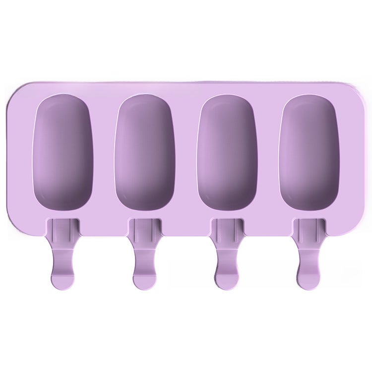 Cartoon Ice Cream Mold DIY 3-Cavity Silicone Popsicle Maker with Lid 4 even Oval silicone ice cream mold 