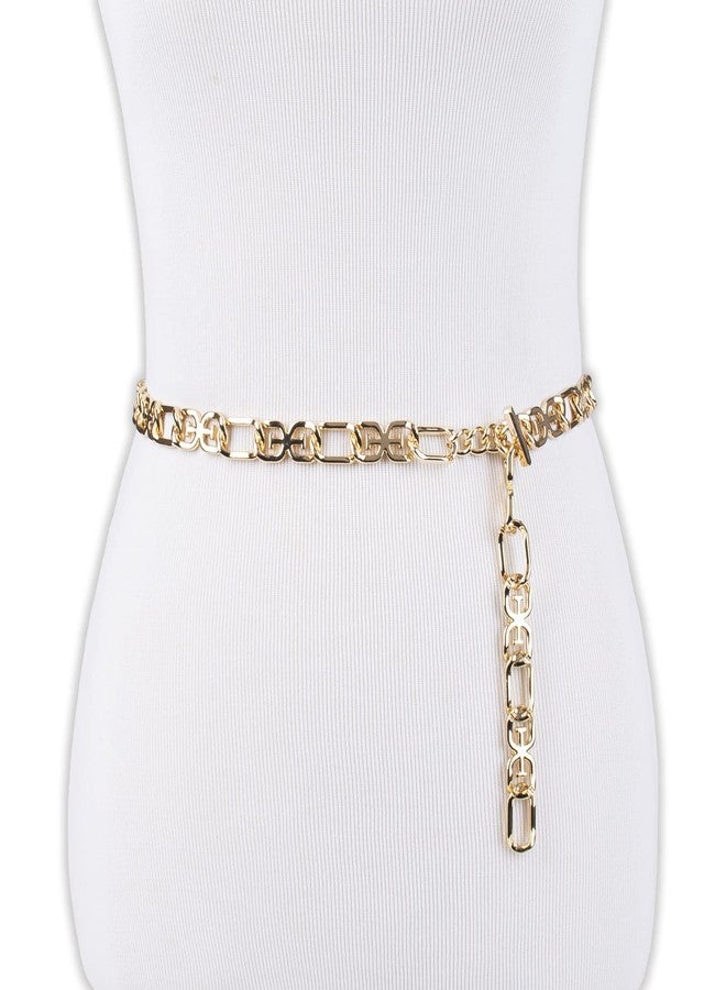 Sam Edelman Women's Fully Adjustable Double-E Logo Chain Link Dress Belt, Gold, Small - Image 5