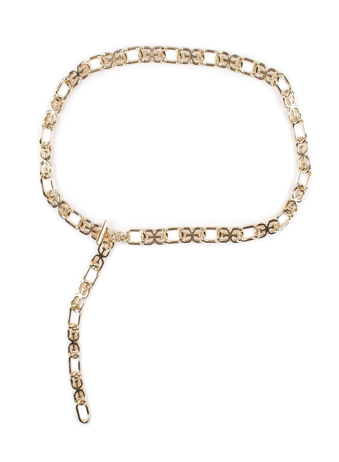 Sam Edelman Women's Fully Adjustable Double-E Logo Chain Link Dress Belt, Gold, Small - Image 1