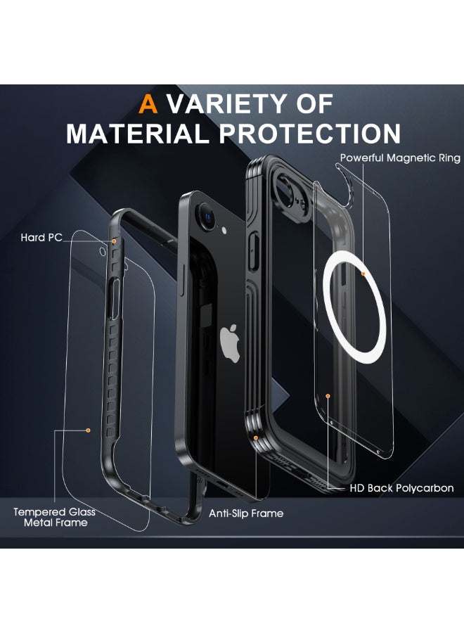 نيبمينينت جراب ميراكيس المغناطيسي لـ آيفون 16e - غلاف كامل للجهاز مع واقي زجاجي مدمج، 【متوافق مع ماغسيف】 غلاف عسكري المقاوم للصدمات بقياس 6.1 بوصة - Image 2