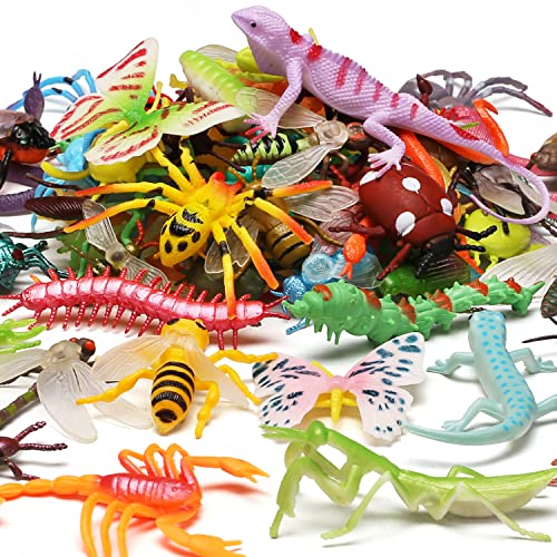 Yeonhatoys 76 Pack Mini Plastic Bug Set Realistic Insects Toy for Child Fake Bugs Figure for Kid Toddler Insect Themed Party Favors Gift Cupcake Topper Education School Classroom reward Sensory Bin Filler - Image 1