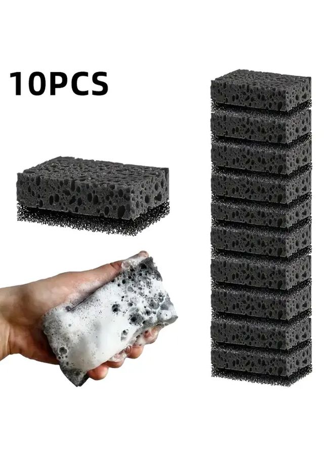 10pcs Non Stick Kitchen Cleaning Sponges Heavy Duty Oil Free For Dishes Pans Grills - Image 1