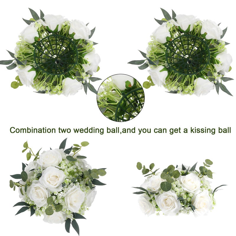 Daifunli 8 Set 15.75 Inch Acrylic Vase Stand Wedding Centerpieces Holder with Artificial Flower Balls and LED Lights Candles for Wedding Party Table Home Decorations - Image 4