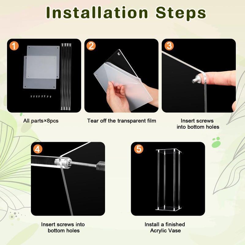 Daifunli 8 Set 15.75 Inch Acrylic Vase Stand Wedding Centerpieces Holder with Artificial Flower Balls and LED Lights Candles for Wedding Party Table Home Decorations - Image 3