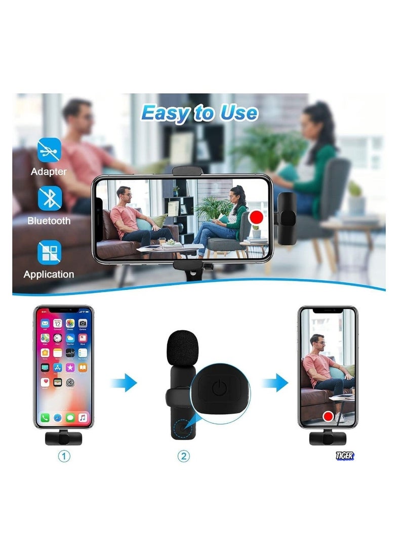 TIGER New Microphone for iPhone – Omnidirectional Wireless Lapel Microphone with Double Noise Cancelling, Reverberation Mode – Professional Mic for Video Recording, Podcasting, YouTube & TikTok - Image 2