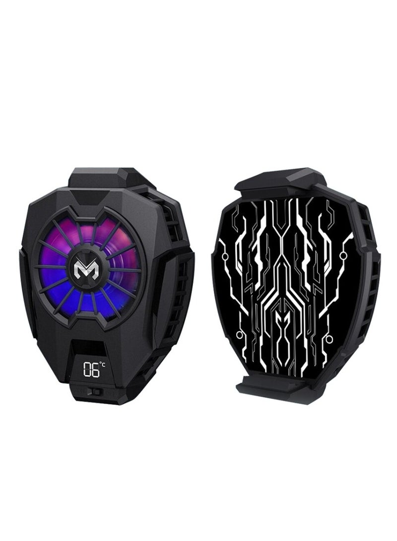 ميمو مبرد الهاتف المحمول DL05 شبه الموصل، مروحة تبريد محمولة خفيفة الوزن مع أضواء ملونة، تشغيل صامت، شاشة عرض درجة حرارة LED، شحن من النوع C، مشبك قابل للسحب للهواتف - Image 1