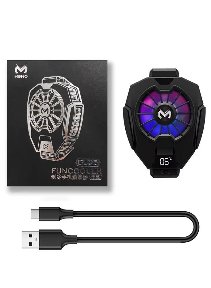 ميمو مبرد الهاتف المحمول DL05 شبه الموصل، مروحة تبريد محمولة خفيفة الوزن مع أضواء ملونة، تشغيل صامت، شاشة عرض درجة حرارة LED، شحن من النوع C، مشبك قابل للسحب للهواتف - Image 4
