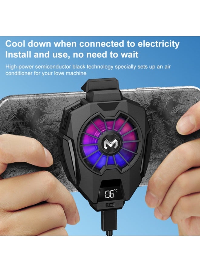 ميمو مبرد الهاتف المحمول DL05 شبه الموصل، مروحة تبريد محمولة خفيفة الوزن مع أضواء ملونة، تشغيل صامت، شاشة عرض درجة حرارة LED، شحن من النوع C، مشبك قابل للسحب للهواتف - Image 5