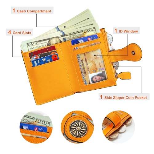 Tipmile Small Wallet for Women Bifold RFID Blocking Card Holder Leather Wallets with Zipper Coin Pocket - Image 2