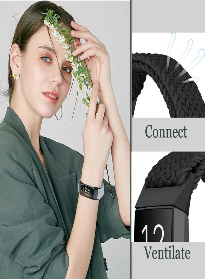 ShuYo Braided Stretchy Solo Loop Compatible for Fitbit Charge 4 / Charge 3 / Charge 4 SE for Women Men, Nylon Elastic Straps Wristbands for Fitbit Charge 4, 5 Packs A - Image 3