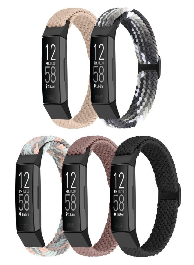 ShuYo Braided Stretchy Solo Loop Compatible for Fitbit Charge 4 / Charge 3 / Charge 4 SE for Women Men, Nylon Elastic Straps Wristbands for Fitbit Charge 4, 5 Packs A - Image 1
