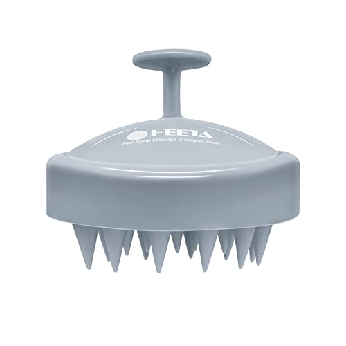 HEETA Scalp Massager Hair Growth Soft Silicone Scalp Scrubber Shampoo Brush for Exfoliation Dandruff Removal Head Massage Stress Relax Wet Dry Use for Thick Thin Curly Hair Care Sky Gray