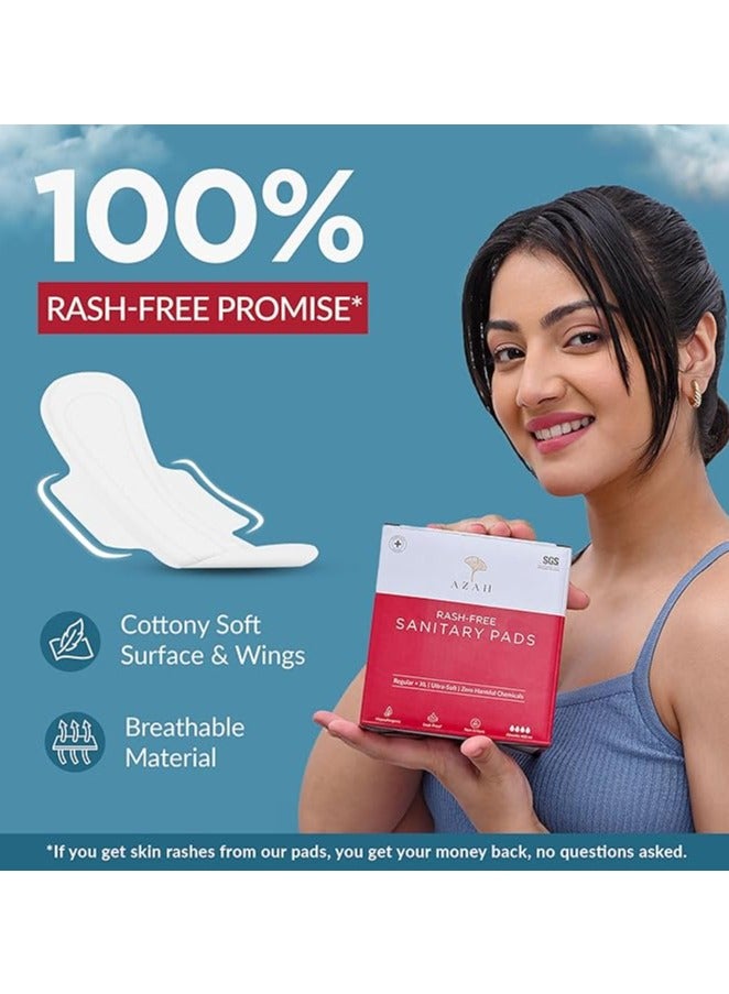 Azah Rash-Free Sanitary Pads for Women Leak Proof (15 XL Pads) | Cottony Soft and Dry Top Cover | Medium to Heavy Flow | Extra Long, Super Absorbent, Toxin Free, Locks Odour | With Disposal Bags - Image 2