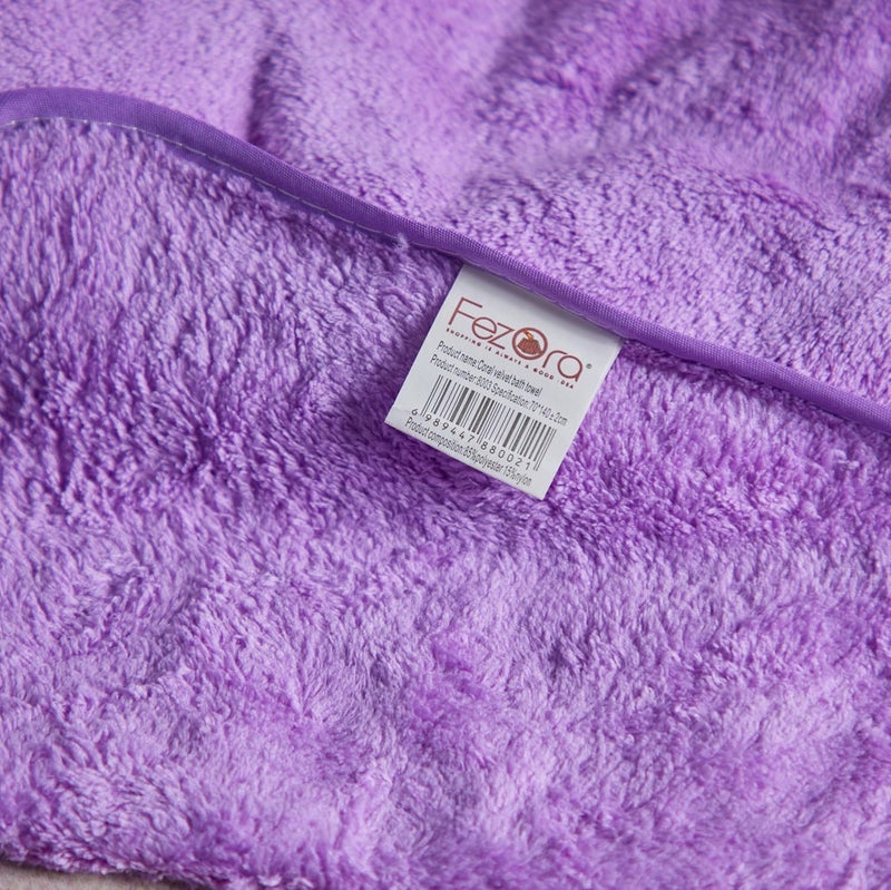 Fezora ® Microfiber Towels for Bath | Towels for Bath Large Size | Bath Towel- Super & Absorbent with Hook Quick Dry | 500 GSM | 1 Piece Bath Towel for Men/Women 70 cms x 140 cms (Purple) - Image 5