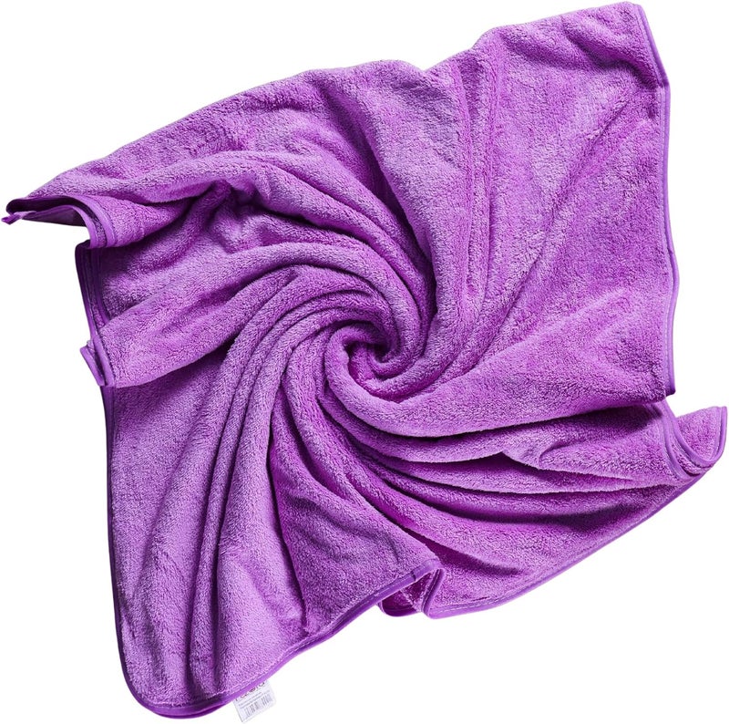 Fezora ® Microfiber Towels for Bath | Towels for Bath Large Size | Bath Towel- Super & Absorbent with Hook Quick Dry | 500 GSM | 1 Piece Bath Towel for Men/Women 70 cms x 140 cms (Purple) - Image 1