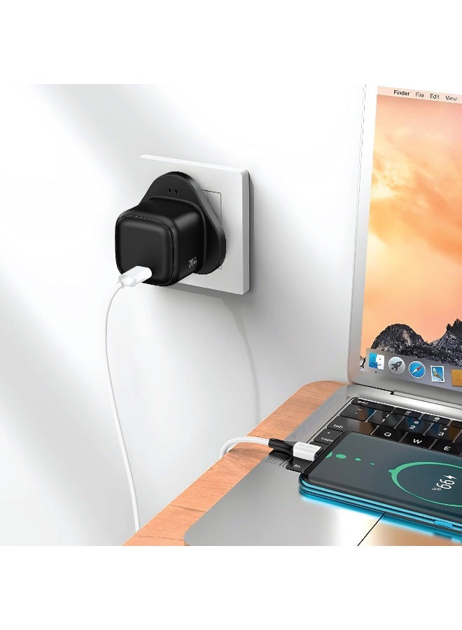 GREEN LION NEXIO Single Port Wall Charger UK Plug 20W with Cable Type- C To C / Charging Protection / USB-C To USB-C -Black - Image 3