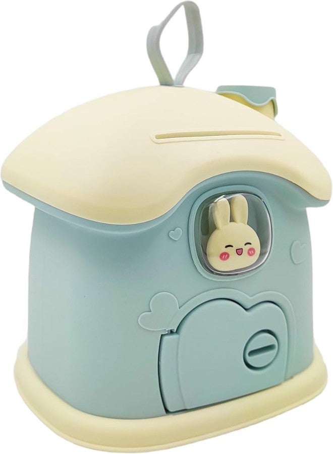 Dishvy Piggy Bank | Dollhouse Coin Bank | Money Bank with Lock and Key|Coin Bank| Kids Money Boxes, Kids Savings Organizer | Bunny House Shape (Blue) - Image 4