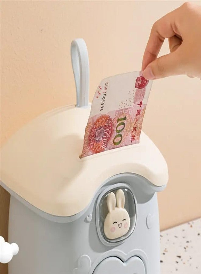Dishvy Piggy Bank | Dollhouse Coin Bank | Money Bank with Lock and Key|Coin Bank| Kids Money Boxes, Kids Savings Organizer | Bunny House Shape (Blue) - Image 5