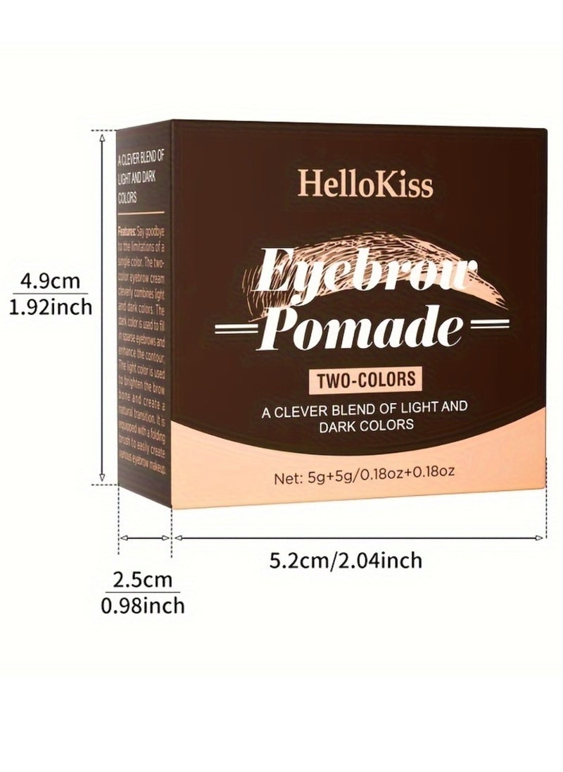 HelloKiss - 2 Color Eyebrow Pomade Natural Long Lasting Waterproof Eyebrow Makeup Gel with Eyebrow Brush Eyebrow Color Cream and Eyebrow Styling Brow Shaping Gel Pomade Clear Brow Gel and Dark Brown 05 - Image 1