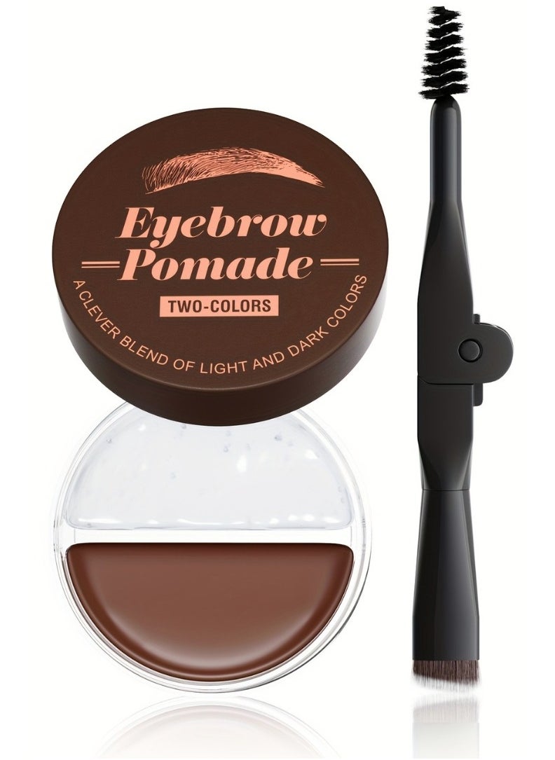 HelloKiss - 2 Color Eyebrow Pomade Natural Long Lasting Waterproof Eyebrow Makeup Gel with Eyebrow Brush Eyebrow Color Cream and Eyebrow Styling Brow Shaping Gel Pomade Clear Brow Gel and Dark Brown 05 - Image 1