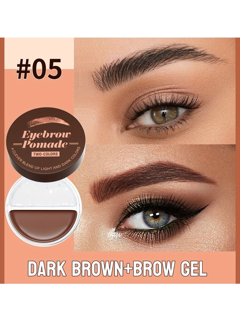 HelloKiss - 2 Color Eyebrow Pomade Natural Long Lasting Waterproof Eyebrow Makeup Gel with Eyebrow Brush Eyebrow Color Cream and Eyebrow Styling Brow Shaping Gel Pomade Clear Brow Gel and Dark Brown 05 - Image 1