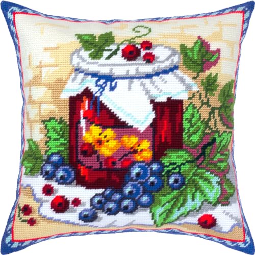Brvsk Still life Stamped CrossStitch Kit for Adults and Beginners Still Life with Currants 1616 with Clear Precise Printed Design on Cotton Canvas Includes 2 Needles Yarn and EasyRead Chart - Image 1