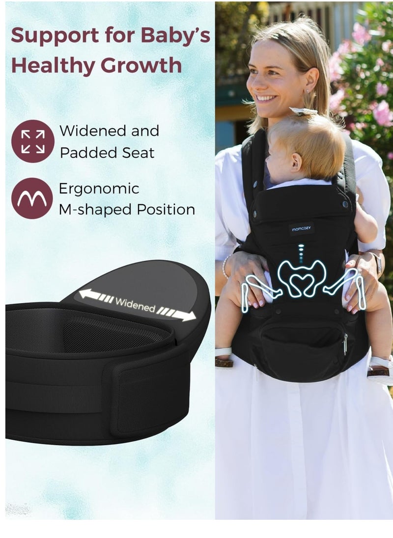 Momcozy Baby Carrier with Hip Seat, 2-in-1 Forward-Facing Carry for Active Babies, Detachable Hands-Free Infant Carrier up to 44lbs, All Seasons Toddler Carrier Fits Waist Sizes up to 47 Inches  - Image 4