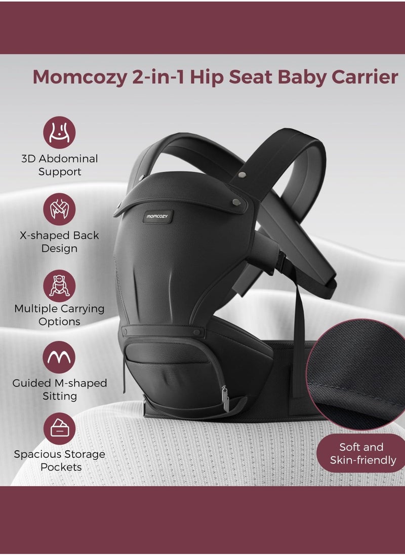 Momcozy Baby Carrier with Hip Seat, 2-in-1 Forward-Facing Carry for Active Babies, Detachable Hands-Free Infant Carrier up to 44lbs, All Seasons Toddler Carrier Fits Waist Sizes up to 47 Inches  - Image 5