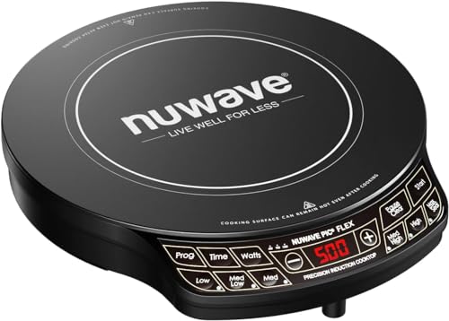 Nuwave موقد نوفايف دقيق بالحث، زجاج سيراميك مقاوم للكسر بحجم 10.25 بوصة، ملف تسخين بحجم 6.5 بوصة، 45 درجة حرارة من 100°F إلى 500°F، 3 إعدادات للطاقة 600 و 900 و 1300 واط - Image 1