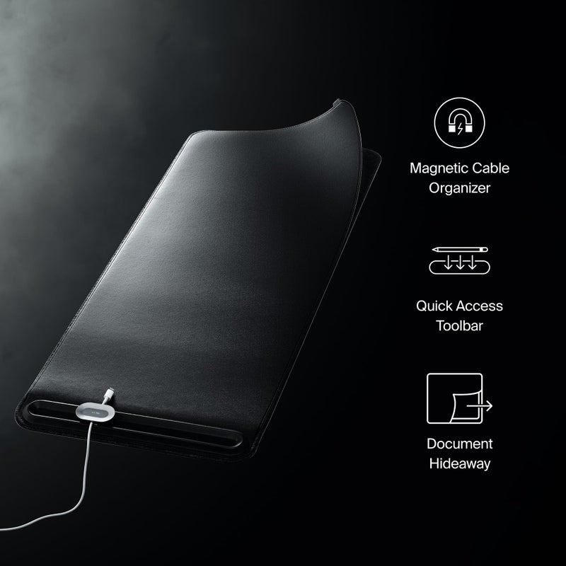 Orbitkey Premium Leather Desk Mat Slim | Multi-Purpose & Waterproof Table Protector Accessory for Work Home Gaming Office Keyboard Mat Organizer | 31.4" L x 12.2" W x 0.19" H, Anti-Slip, Black Finish - Image 3