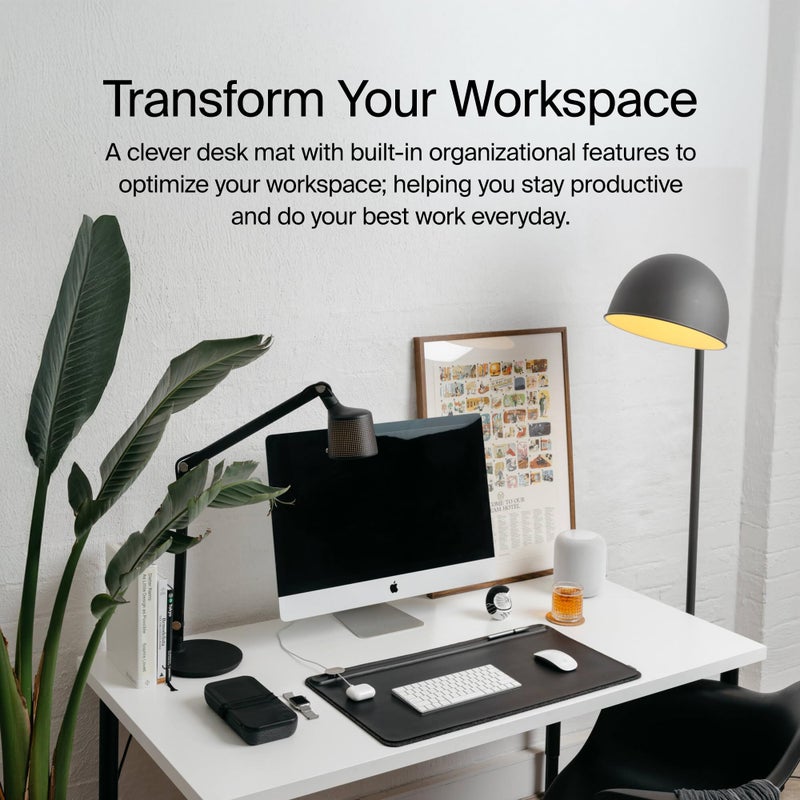 Orbitkey Premium Leather Desk Mat Slim | Multi-Purpose & Waterproof Table Protector Accessory for Work Home Gaming Office Keyboard Mat Organizer | 31.4" L x 12.2" W x 0.19" H, Anti-Slip, Black Finish - Image 2