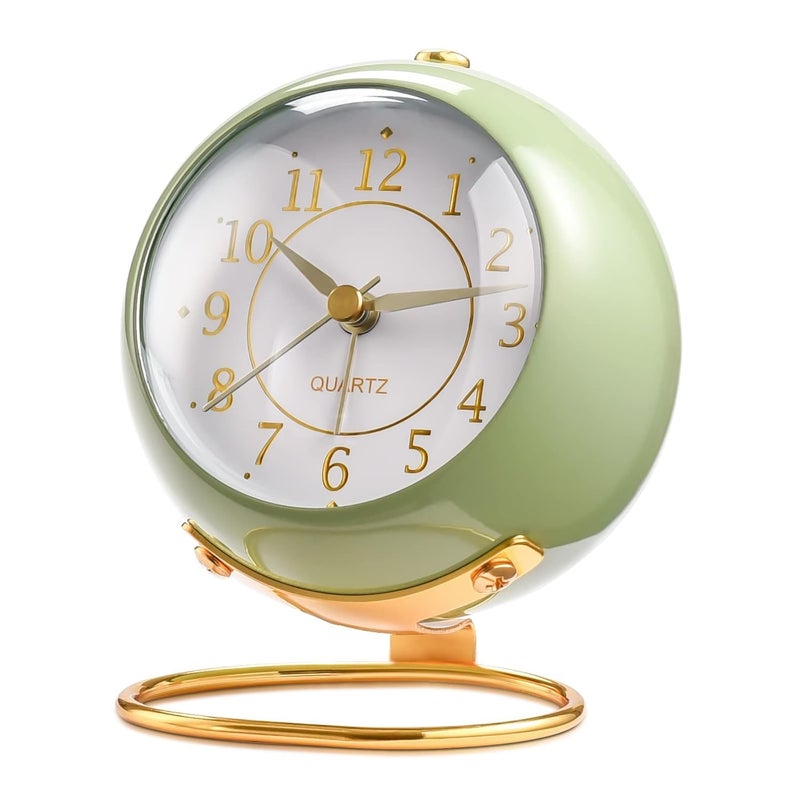 Kadio Classic Table Alarm Clock | Battery Operated Silent Operation Non-Ticking Alarm Clock with Backlight HD Glass | Stylish Snooze Clock for Bedroom, Home, Kitchen & Indoor Use| Green - Image 1