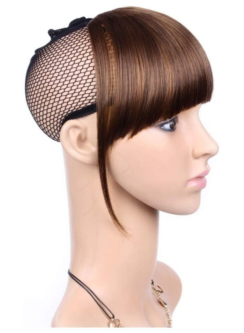 Estelle Hair Bangs Clips in Fringe Hair Extensions Clip On Bang Straight Hairpieces False Short Flat Two Side Dark Brown 2/30 - Image 3