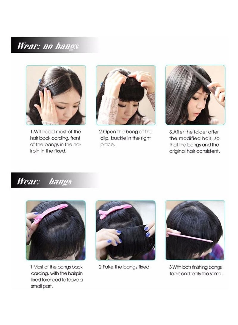 Estelle Hair Bangs Clips in Fringe Hair Extensions Clip On Bang Straight Hairpieces False Short Flat Two Side Dark Brown 2/30 - Image 4