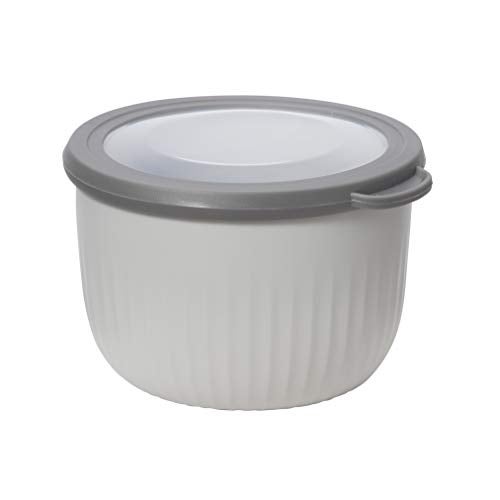 Oggi Prep Store  Serve Plastic Bowl wSeeThru Lid Dishwasher Microwave  Freezer Safe 07 qt Lt Gray wDk Gray Lid