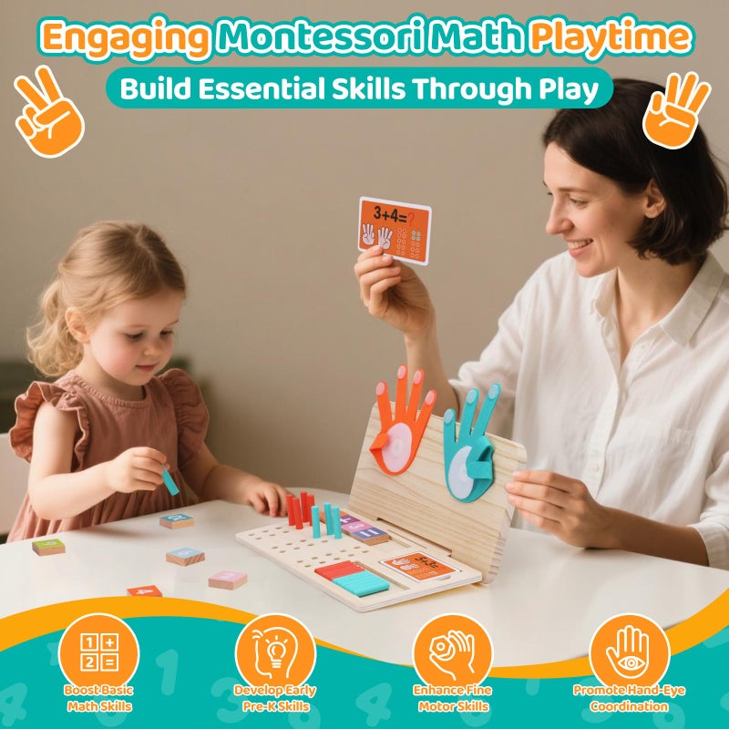 JAiiMen Montessori Math Learning Toy - Number Blocks  Counting Sticks  Tracing Board & Finger Counting  Educational Preschool STEM Sensory Toys for Toddlers  Birthday Gift for 2 3 4 5 Year Old Boys Girls Kids - Image 3