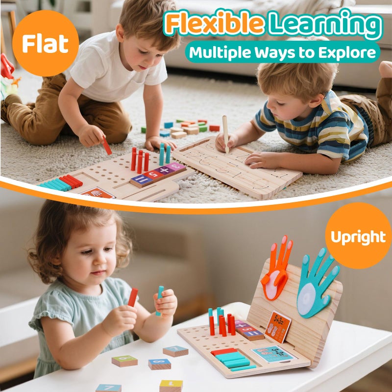 JAiiMen Montessori Math Learning Toy - Number Blocks  Counting Sticks  Tracing Board & Finger Counting  Educational Preschool STEM Sensory Toys for Toddlers  Birthday Gift for 2 3 4 5 Year Old Boys Girls Kids - Image 2
