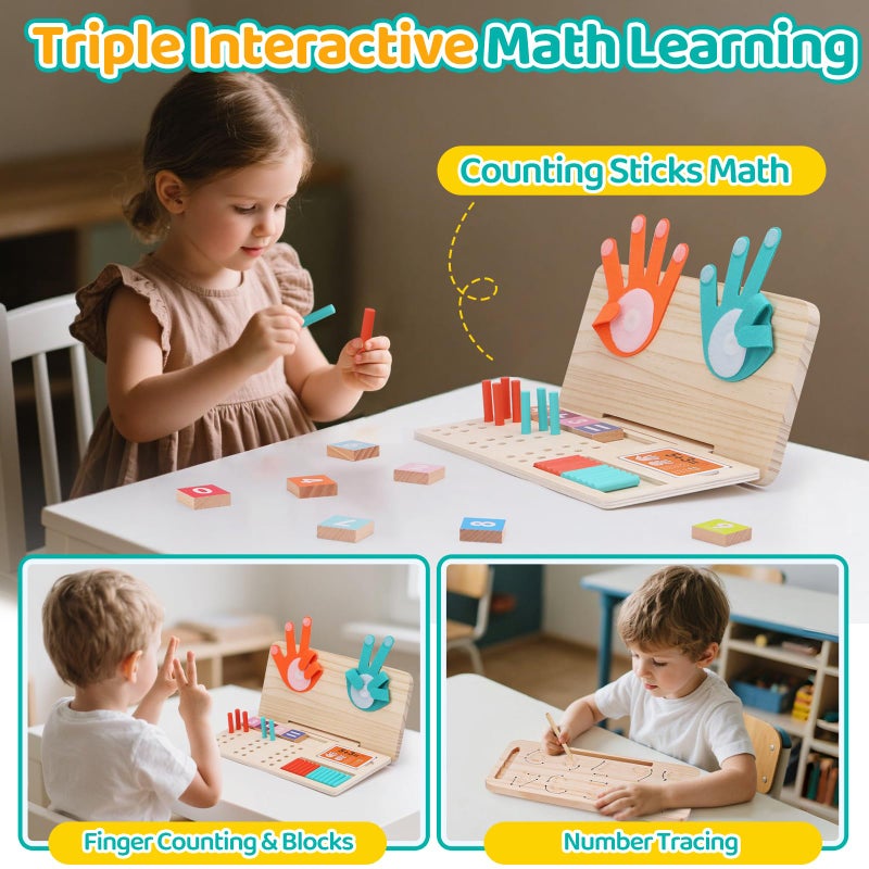 JAiiMen Montessori Math Learning Toy - Number Blocks  Counting Sticks  Tracing Board & Finger Counting  Educational Preschool STEM Sensory Toys for Toddlers  Birthday Gift for 2 3 4 5 Year Old Boys Girls Kids - Image 4