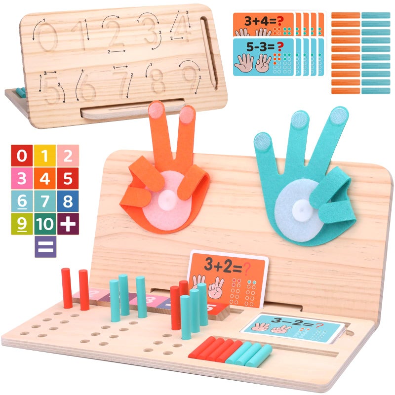 JAiiMen Montessori Math Learning Toy - Number Blocks  Counting Sticks  Tracing Board & Finger Counting  Educational Preschool STEM Sensory Toys for Toddlers  Birthday Gift for 2 3 4 5 Year Old Boys Girls Kids - Image 1