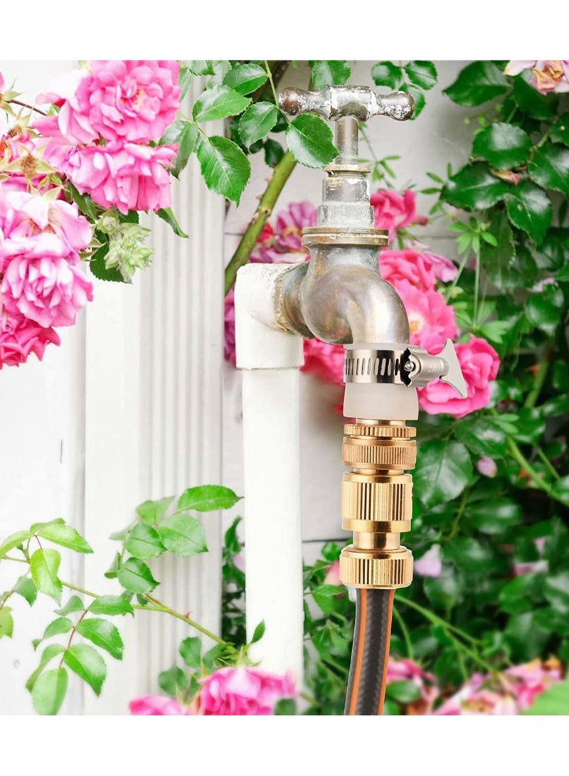 Brass Hose Tap Connector Universal Adapter Faucet Adaptor with 2in1 Female Threaded for Garden Kitchen Shower Irrigation Watering Fitting Pipe