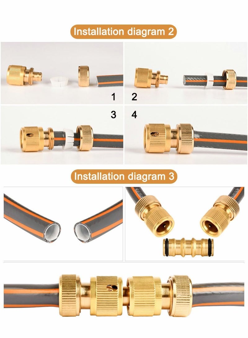 Brass Hose Tap Connector Universal Adapter Faucet Adaptor with 2in1 Female Threaded for Garden Kitchen Shower Irrigation Watering Fitting Pipe