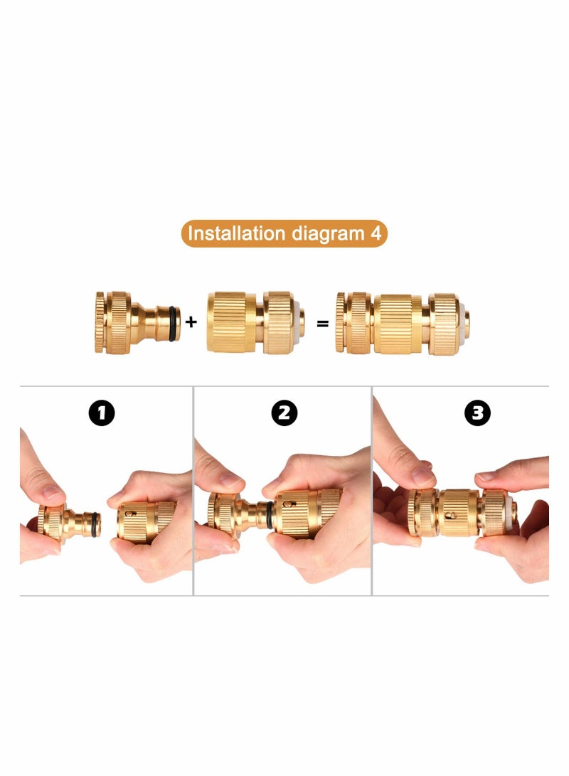 Brass Hose Tap Connector Universal Adapter Faucet Adaptor with 2in1 Female Threaded for Garden Kitchen Shower Irrigation Watering Fitting Pipe